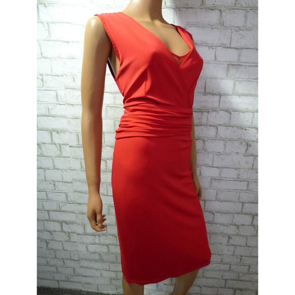 $695 MaxMara Siren Red Ruched Vneck Jersey Lusso Sheath Dress 42 US 8 NEW - Picture 6 of 16